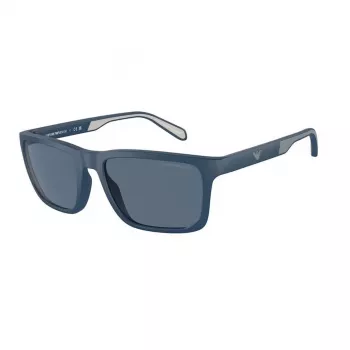 EMPORIO ARMANI EA4219-576380 Men's Rectangular Sunglasses - Matte Black Frame, Grey Lenses, 57mm