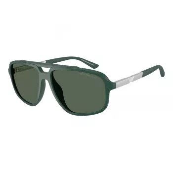 EMPORIO ARMANI EA4236U619071 Men's Sunglasses - Matte Black Pilot-Inspired Square Frame, Dark Grey Lenses, 59mm