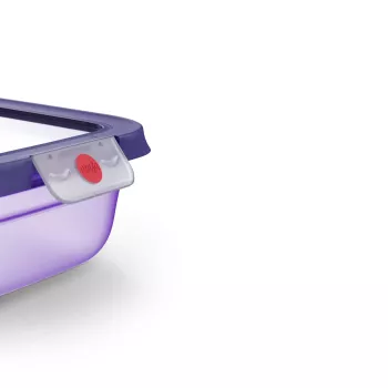 EMSA ONECLICK Food Storage Container 1.5 L Rectangular Violet Airtight Leak-Proof BPA-Free Microwave Dishwasher Freezer Safe 3110601757