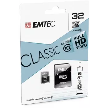 Emtec ECMSDM32GHC10CG 32GB MicroSDHC Class 10 UHS-I Memory Card with SD Adapter