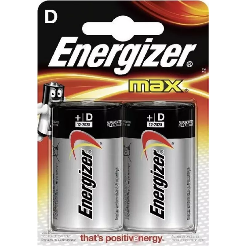 Energizer MAX Alkaline D Batteries, 2-Pack Blister (LR20) E300129200