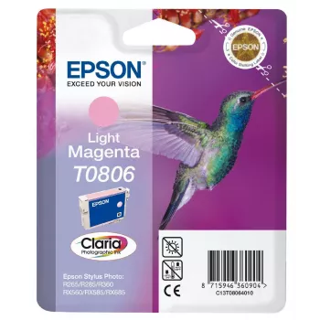 Epson T0806 Light Magenta Original Ink Cartridge - Blister Pack - for Stylus Photo P50, PX650, PX660, PX700, PX710, PX720, PX730, PX800, PX810, PX820, PX830 (C13T08064010)
