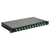 Equip 12-Port Fiber Optic Splice Box, LC Duplex, OM3, 1U, Equipped, Black
