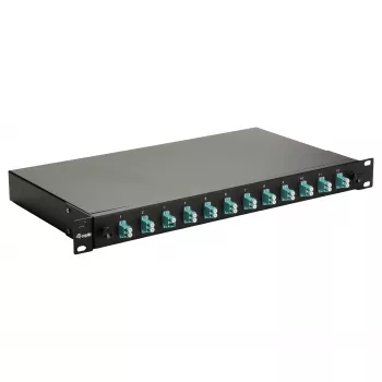 Equip 12-Port Fiber Optic Splice Box, LC Duplex, OM3, 1U, Equipped, Black