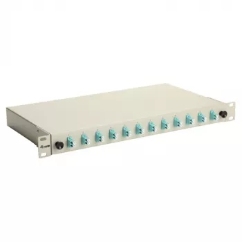 Equip 12-Port Fiber Optic Splice Box, LC Duplex, OM3, 1U, Equipped, Grey