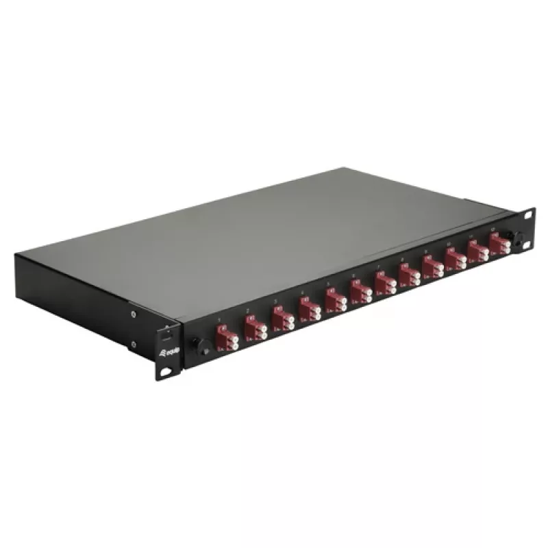 EQUIP 12-Port Fiber Optic Splice Box, LC Duplex, OM4, 1U, Equipped, Black