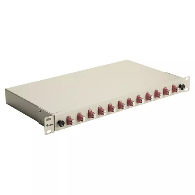 Equip 12-Port Fiber Optic Splice Box, LC Duplex, OM4, 1U, Equipped, Grey
