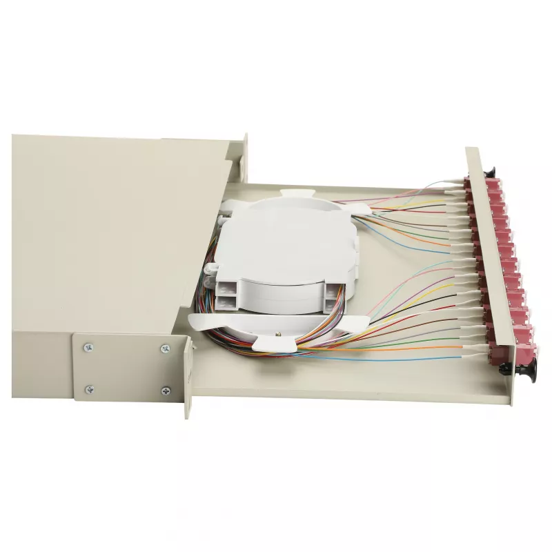Equip 12-Port Fiber Optic Splice Box, LC Duplex, OM4, 1U, Equipped, Grey