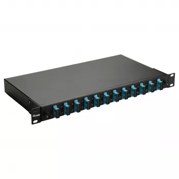 Equip 12-Port Fiber Optic Splice Box, SC Duplex, OM3, 1U, Equipped, Black
