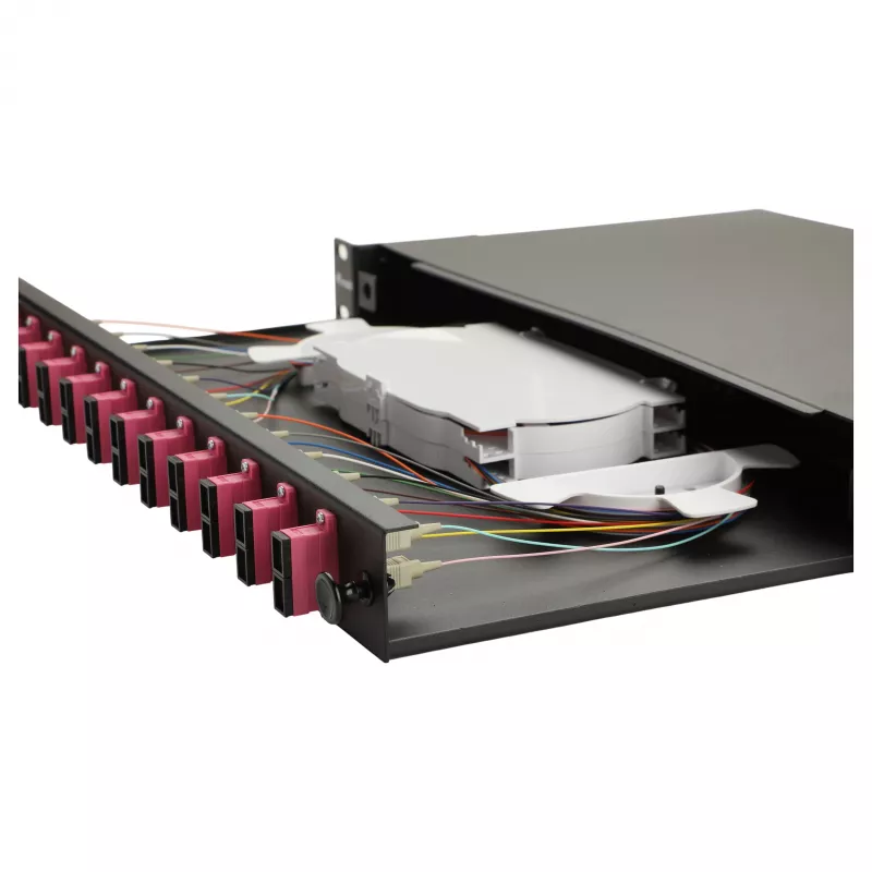 Equip 12-Port SC Duplex OM4 Fiber Optic Splice Box, 1U Rackmount, Fully Equipped, Black