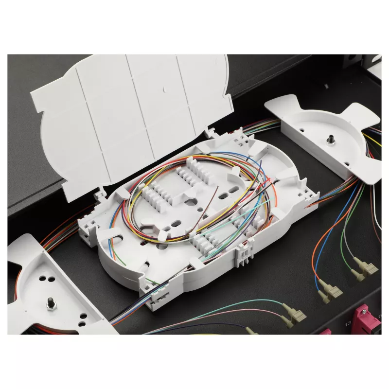 Equip 12-Port SC Duplex OM4 Fiber Optic Splice Box, 1U Rackmount, Fully Equipped, Black