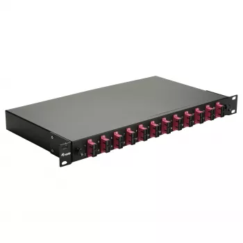 Equip 12-Port SC Duplex OM4 Fiber Optic Splice Box, 1U Rackmount, Fully Equipped, Black