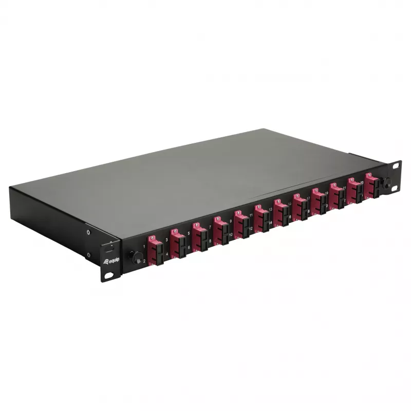 Equip 12-Port SC Duplex OM4 Fiber Optic Splice Box, 1U Rackmount, Fully Equipped, Black