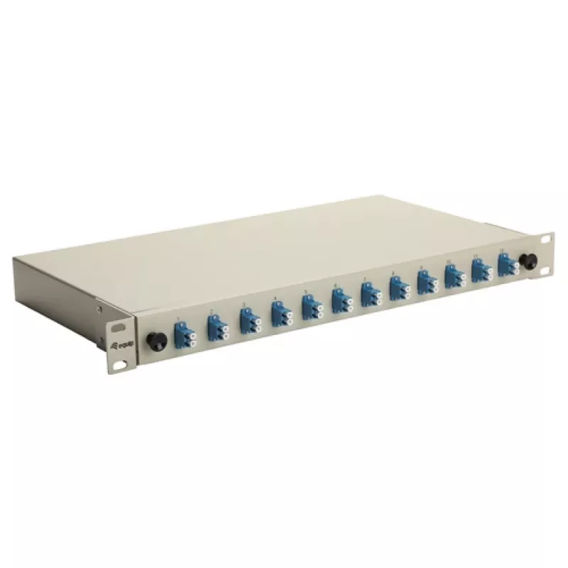 Equip 12-Port LC Duplex OS2 Fiber Optic Splice Box, 1U Rackmount, Grey