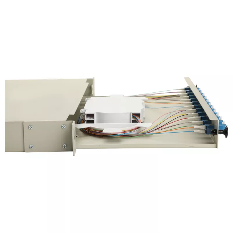 Equip 12-Port LC Duplex OS2 Fiber Optic Splice Box, 1U Rackmount, Grey