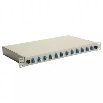 Equip 12-Port LC Duplex OS2 Fiber Optic Splice Box, 1U Rackmount, Grey