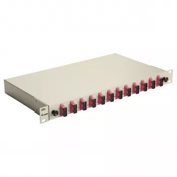 Equip 12-Port SC Duplex OM4 Fiber Optic Splice Box, 1U, Fully Equipped, Grey