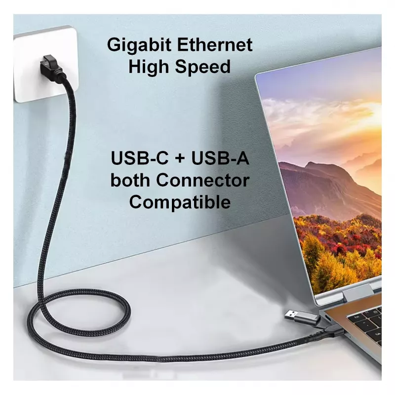 EQUIP 133101 USB-C & USB-A to RJ45 Gigabit Ethernet Adapter, Black
