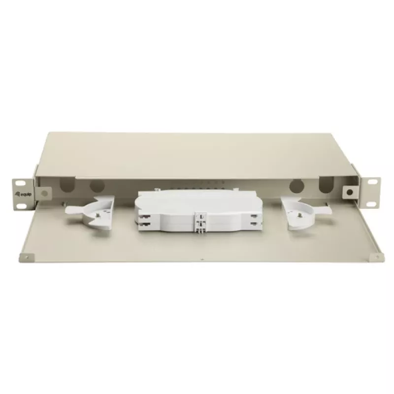 EQUIP 19 inch Fiber Optic Space Box Enclosure, 1U, Steel, Green, Without Panel