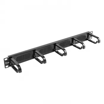 Equip 19-inch Cable Management Panel, 5 Plastic Rings, Steel, 1U, Black (RAL 9005)