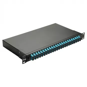 EQUIP 24-Port Fiber Optic Splice Box, LC Duplex, OM3, 1U, Equipped, Black