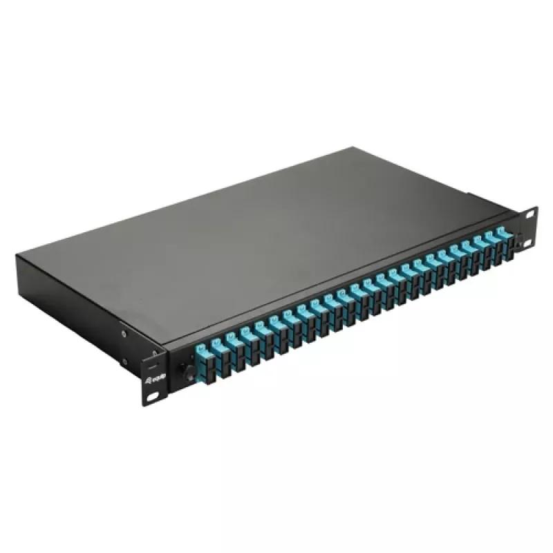 EQUIP 24-Port Fiber Optic Splice Box, LC Duplex, OM3, 1U, Equipped, Black