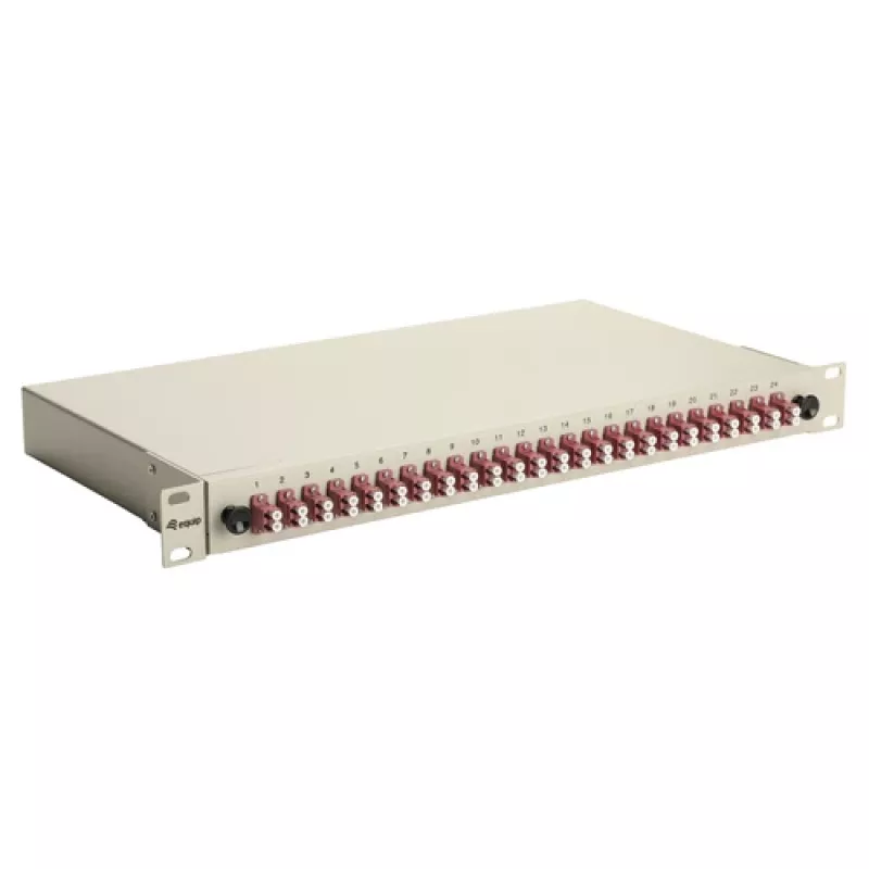 EQUIP 24-Port Fiber Optic Splice Box, LC Duplex, OM4, 1U, Equipped, Grey