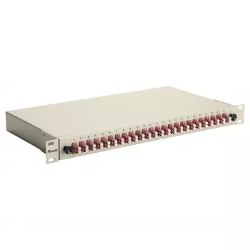 EQUIP 24-Port Fiber Optic Splice Box, LC Duplex, OM4, 1U, Equipped, Grey