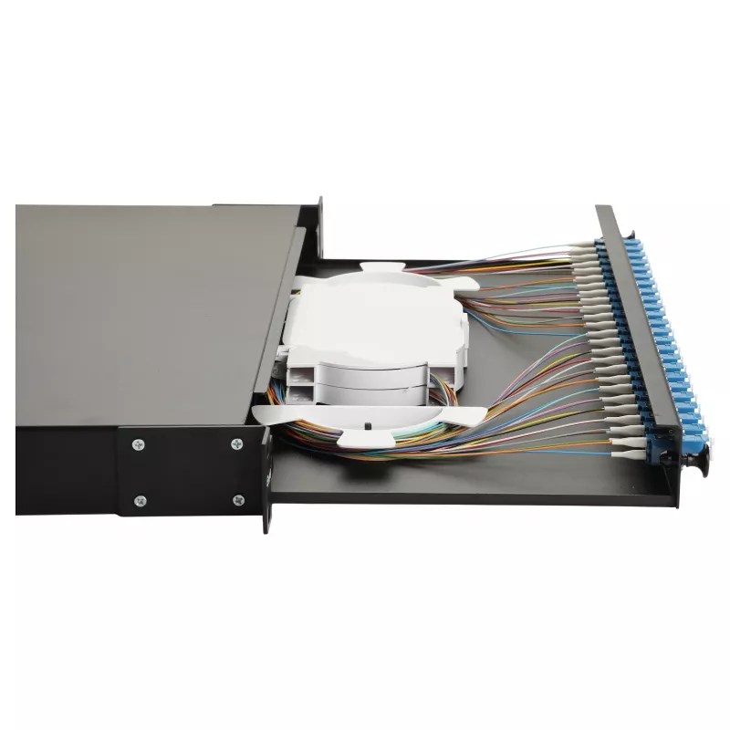 Equip 24-Port Fiber Optic Splice Box, LC Duplex, OS2, 1U, Equipped, Black
