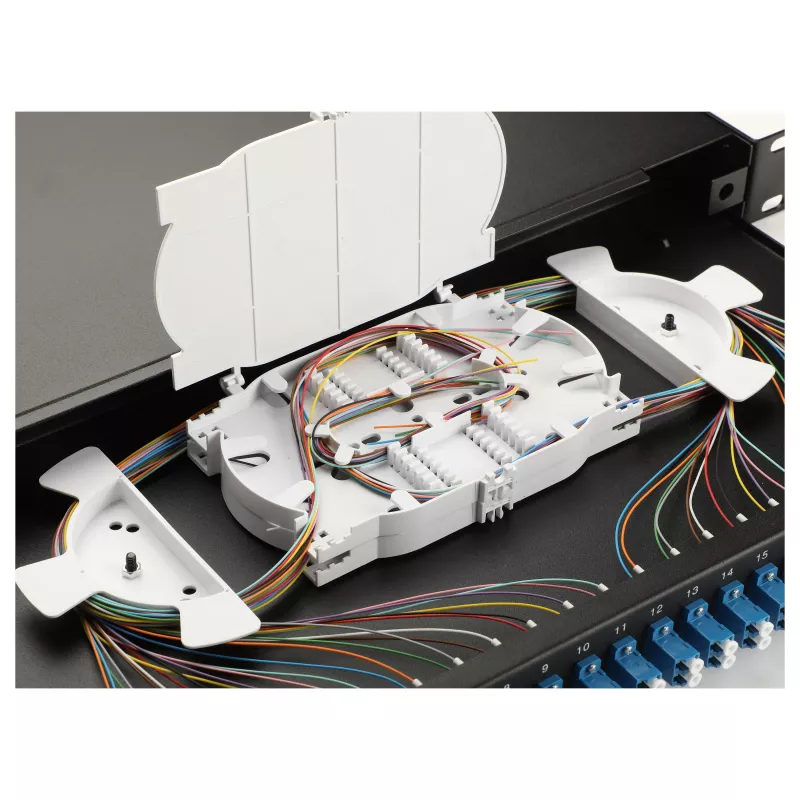 Equip 24-Port Fiber Optic Splice Box, LC Duplex, OS2, 1U, Equipped, Black