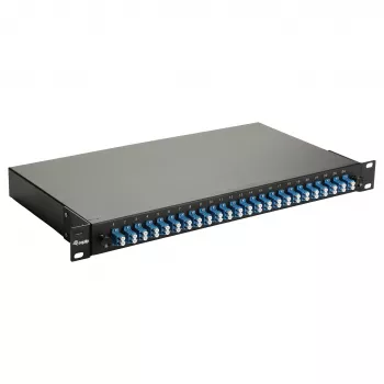 Equip 24-Port Fiber Optic Splice Box, LC Duplex, OS2, 1U, Equipped, Black
