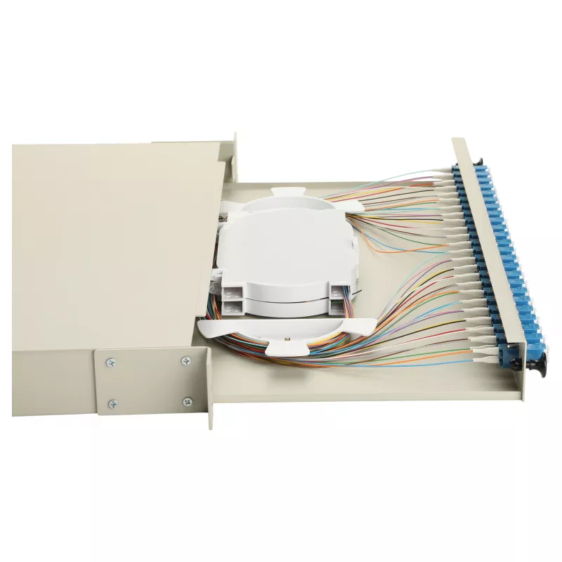 EQUIP 24-Port Fiber Optic Splice Box, LC Duplex, OS2, 1U, Equipped, Grey