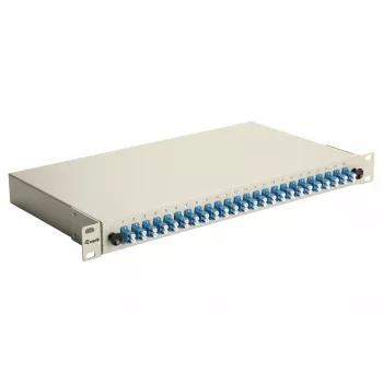 EQUIP 24-Port Fiber Optic Splice Box, LC Duplex, OS2, 1U, Equipped, Grey