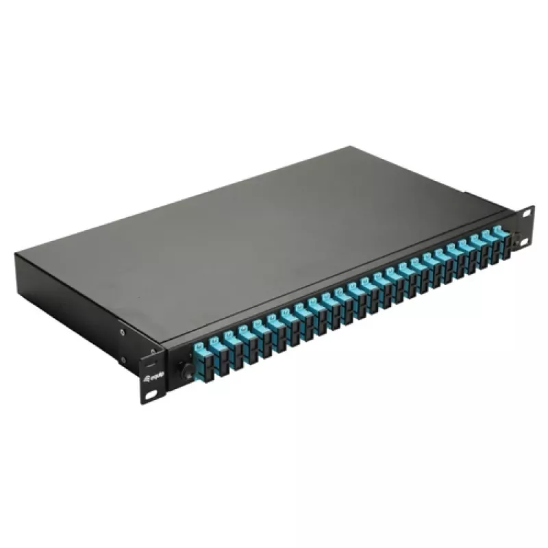 Equip 24-Port Fiber Optic Splice Box, SC Duplex, OM3, 1U, Equipped, Black