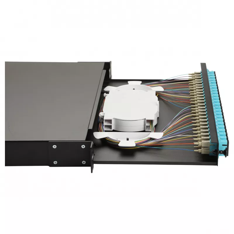 Equip 24-Port Fiber Optic Splice Box, SC Duplex, OM3, 1U, Equipped, Black