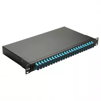 Equip 24-Port Fiber Optic Splice Box, SC Duplex, OM3, 1U, Equipped, Black