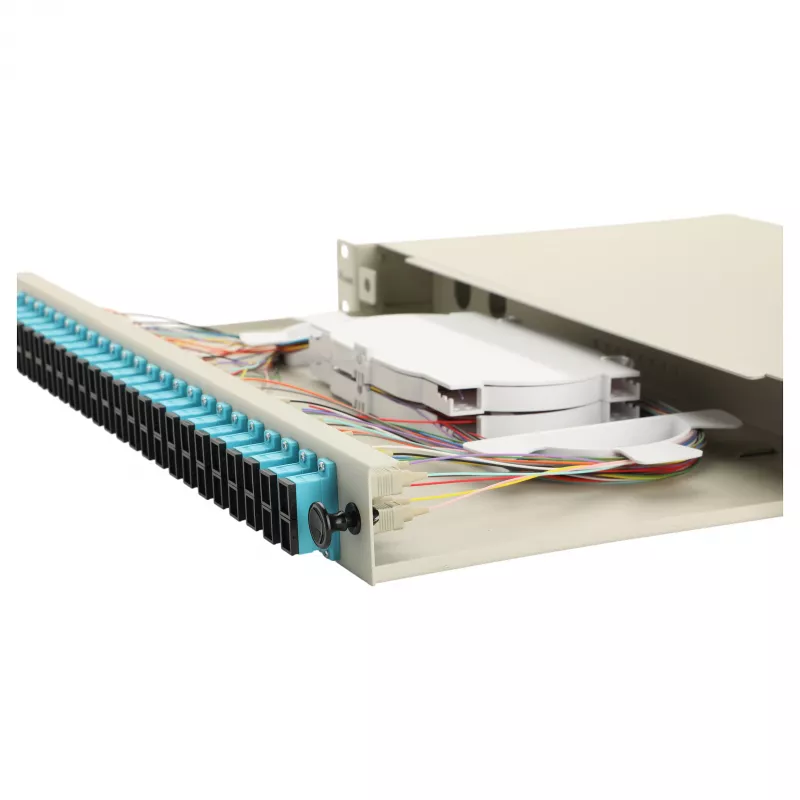 Equip 24-Port Fiber Optic Splice Box, SC Duplex, OM3, 1U, Fully Equipped, Grey