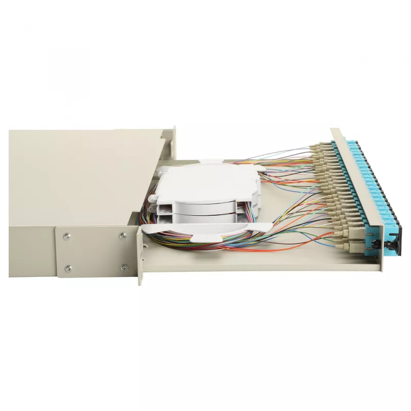 Equip 24-Port Fiber Optic Splice Box, SC Duplex, OM3, 1U, Fully Equipped, Grey