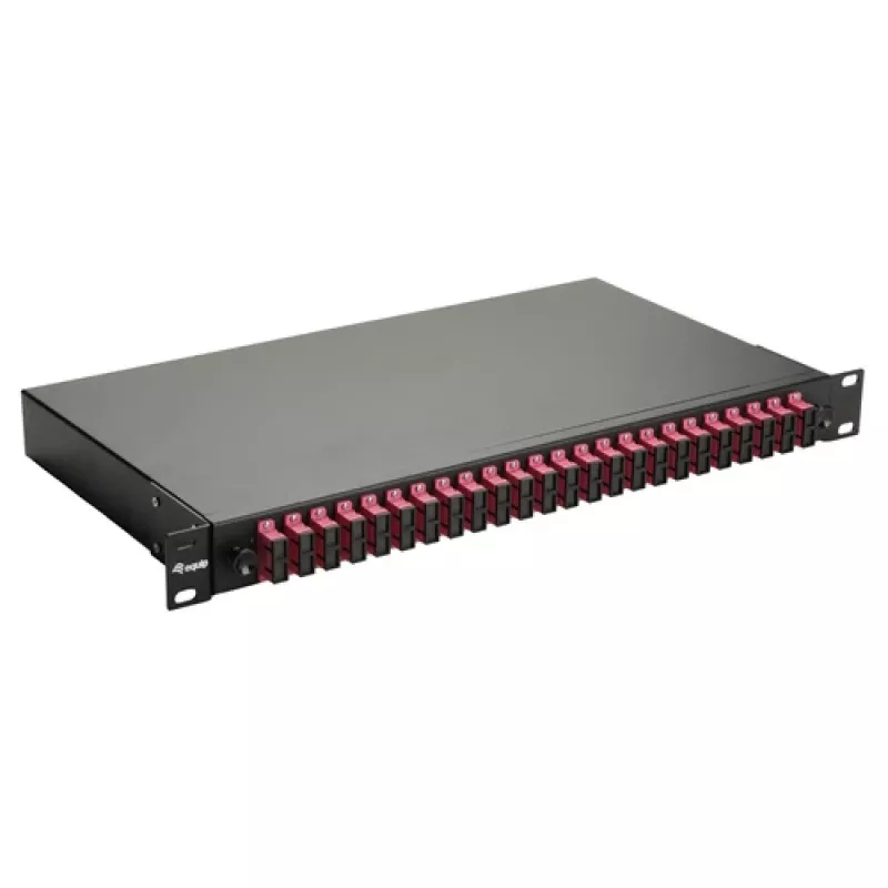 Equip 24-Port Fiber Optic Splice Box, SC Duplex, OM4, 1U, Equipped, Black