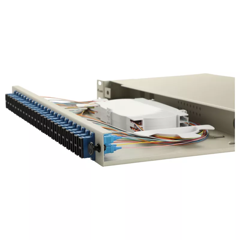 Equip 24-Port Fiber Optic Splice Box, SC Duplex, OS2, 1U, Equipped, Grey