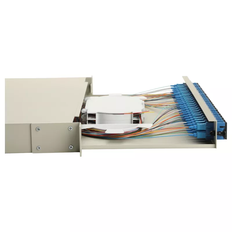 Equip 24-Port Fiber Optic Splice Box, SC Duplex, OS2, 1U, Equipped, Grey