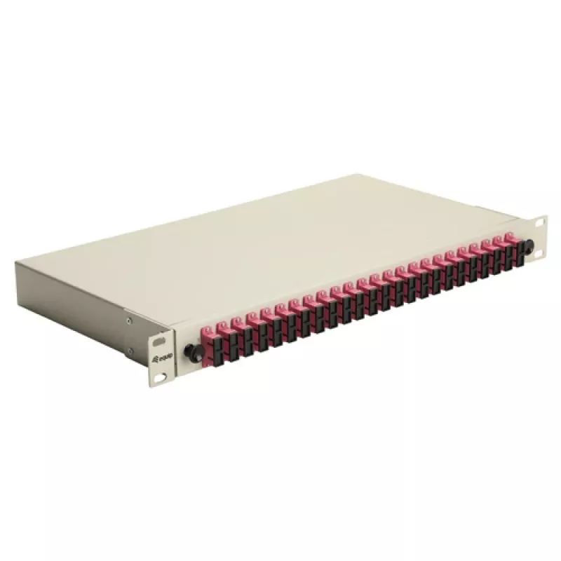 Equip 24-Port SC Duplex OM4 Fiber Optic Splice Box 1U Rackmount, Equipped, Grey
