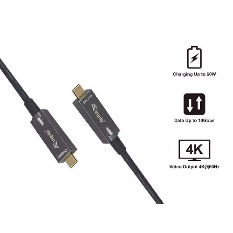 EQUIP 578203 USB-C to USB-C Active Optical Cable 7.5m 4K@60Hz 10Gbps PD 60W Black