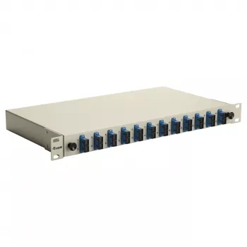 Equip 591911 12-Port SC Duplex Fiber Optic Splice Box, OS2, 1U, Fully Equipped, Grey