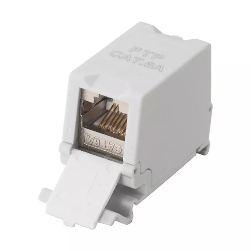 Equip Cat6A Shielded Keystone Coupler 1xRJ45 DIN Rail Grey