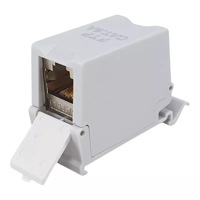 Equip Cat6A Shielded Keystone Coupler 1xRJ45 DIN Rail Grey