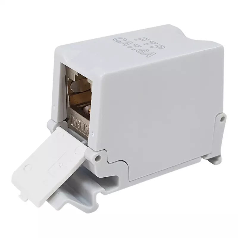 Equip Cat6A Shielded Keystone Coupler 1xRJ45 DIN Rail Grey