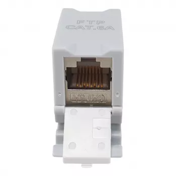Equip Cat6A Shielded Keystone Coupler 1xRJ45 DIN Rail Grey