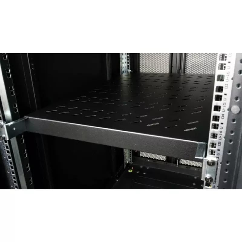 Equip EZVS-19-1-10-B 19 inch 1U Fixed Rack Shelf, 1000 mm Depth, Black – Heavy-Duty Steel, 100 kg Capacity