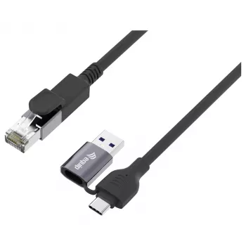 EQUIP GigaBit USB-C+A to RJ45 Adapter, Black